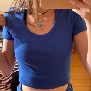 American Apparel blue crop top